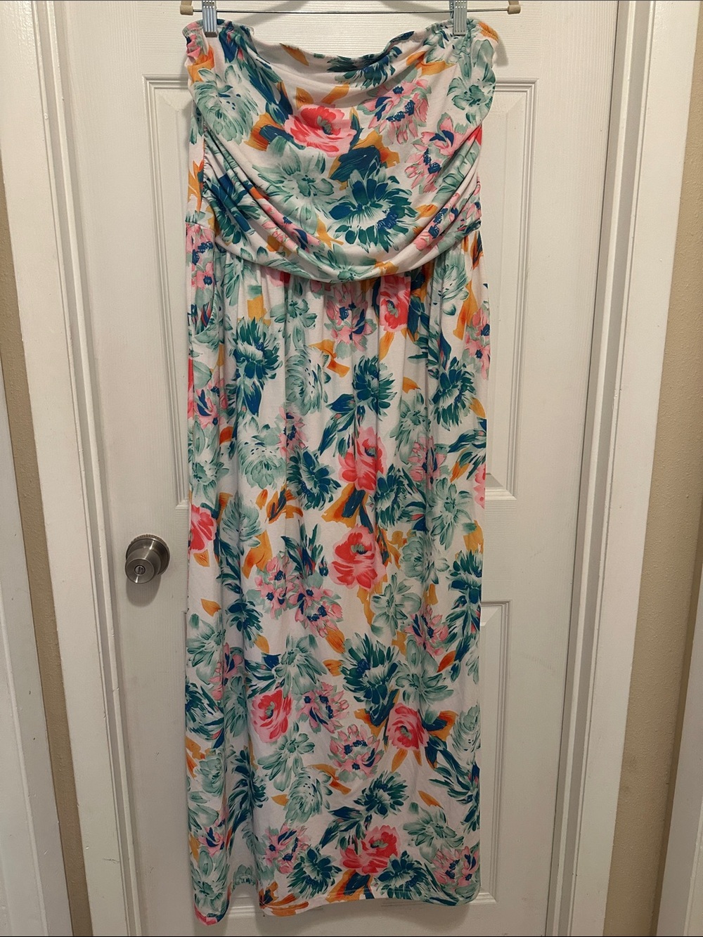 Grace Karin Floral Strapless Maxi Dress with Pockets 🌴🌺🌸